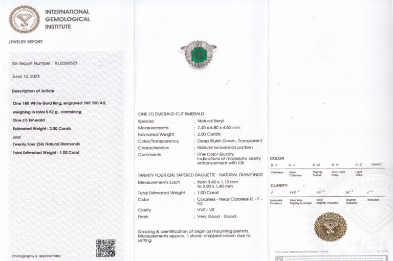 Hofjuwelier Ring Smaragd 2,0 ct 24 Diamanten ca1,0 ct E-G/ VVS 750 [BRORS 19358]
