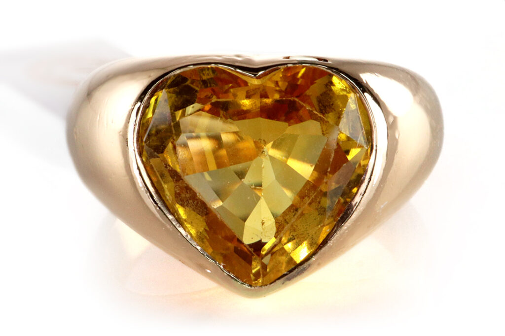 Ring gelber Saphir ca 4,7 ct. 750 Gelbgold IGI Gutachten Gr. 48 [BRORS 19807]