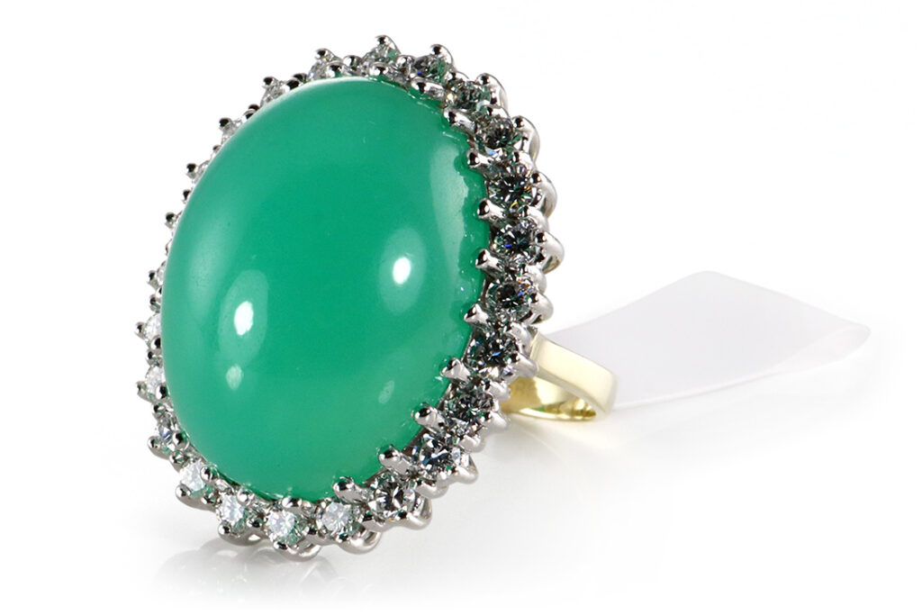 Ring Chrysorpas 18,5 ct + 24 Brillanten insg 1,1 ct IGI Gutachten [BRORS 19951]