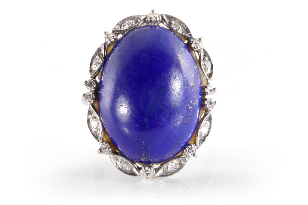Ring Lapislazuli 18 Diamanten 0,23 ct 750 Weißgold IGI Gr 55 [BRORS 20027]