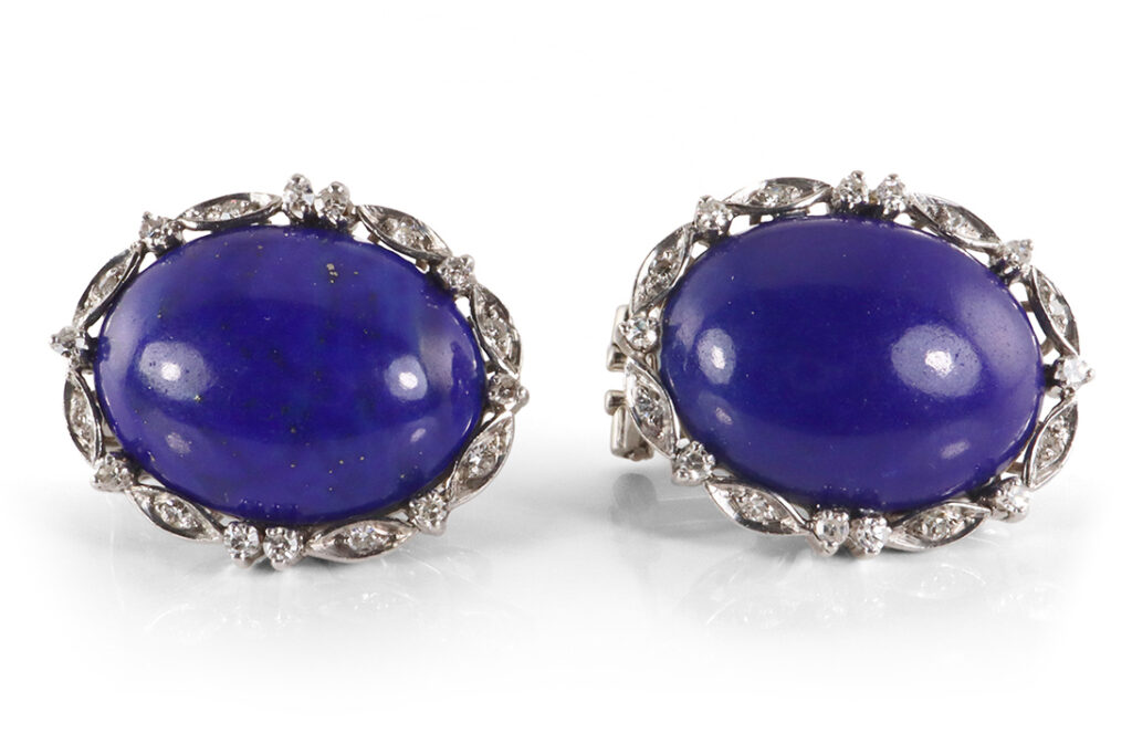 Ohrstecker Lapislazuli 36 Diamanten 0,5 ct 750 Weißgold IGI [BRORS 20029]