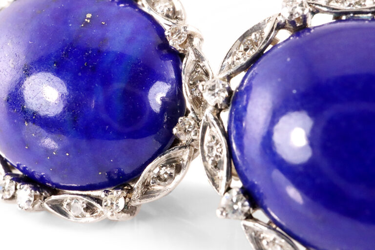 Ohrstecker Lapislazuli 36 Diamanten 0,5 ct 750 Weißgold IGI [BRORS 20029]