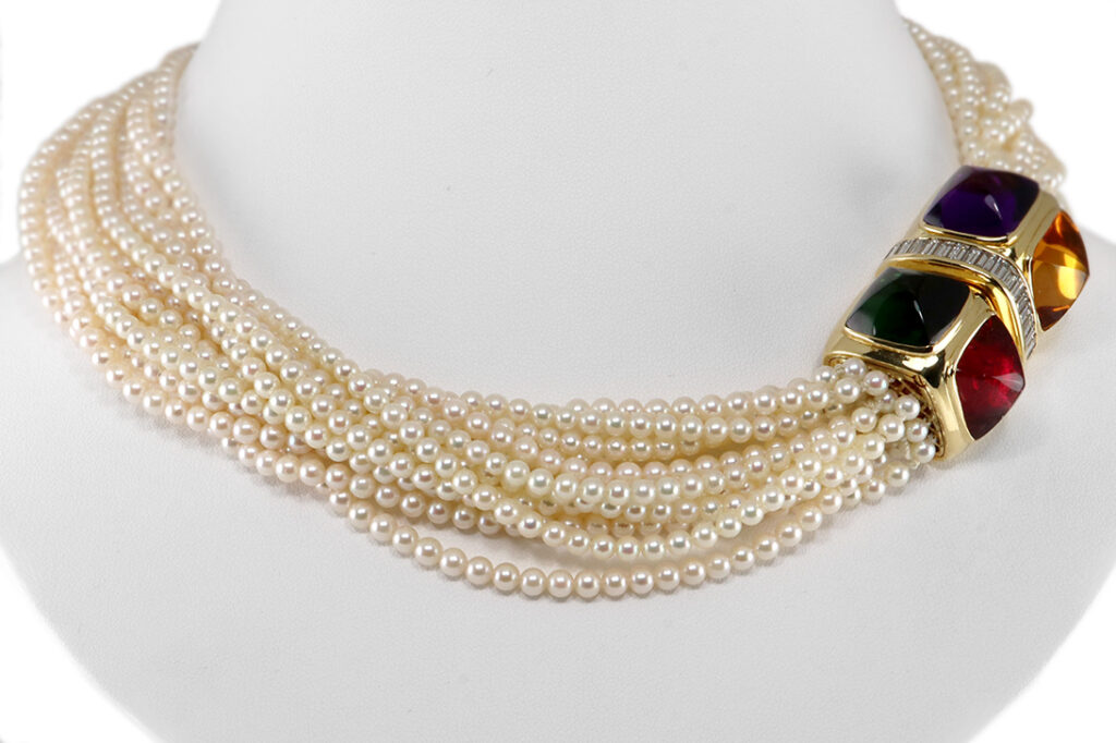 Salzwasser Perlen Collier *Multicolor* 20 Diamanten 2,15 ct 750 IGI [BRORS 20074