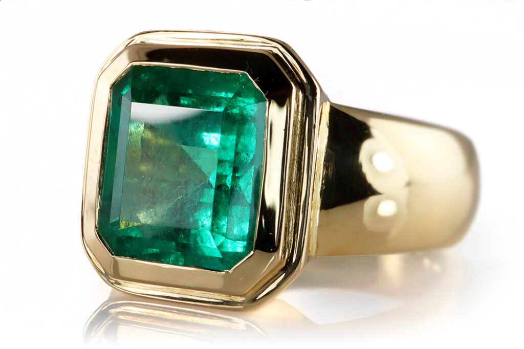 Ring mit Smaragd ca 6,0 ct Deep Bluish Green + IGI Gutachten [BRORS 20094]