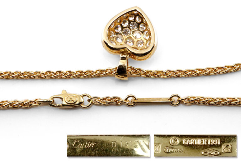 Cartier Kette Anhänger Heart Vintage 43 Brillanten 750 Gelbgold [BRORS 20182]