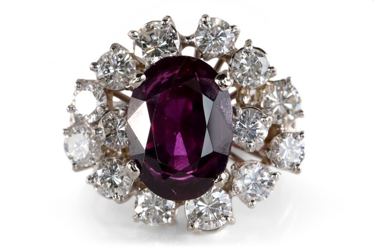 Ring 1 Saphir *Purple* 2,2 ct + 14 Brillanten 1,2ct 750 Gold IGI [BRORS 20202]