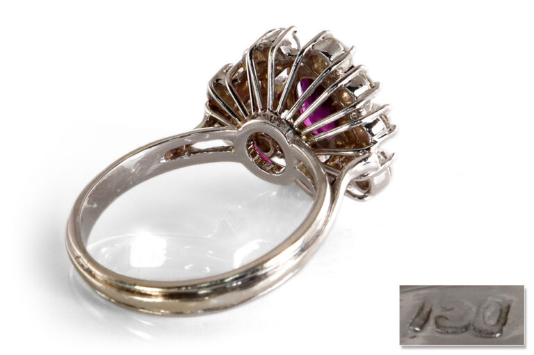 Ring 1 Saphir *Purple* 2,2 ct + 14 Brillanten 1,2ct 750 Gold IGI [BRORS 20202]