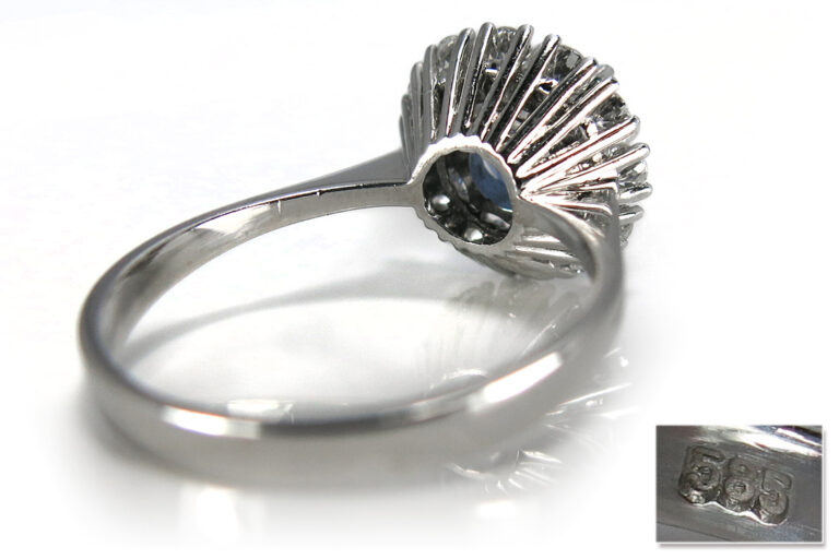 Damen Ring Saphir 3,4 Karat + 12 Brillanten 0,9 ct 585 Weißgold [BRORS 11715]