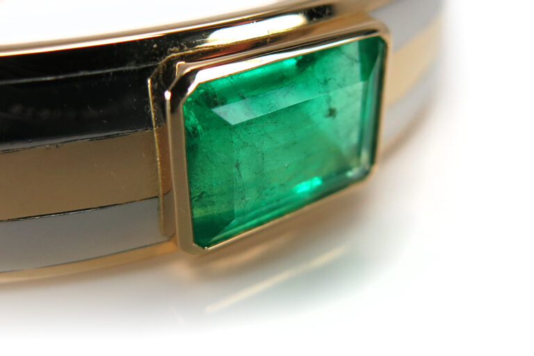 Armreif Smaragd Kolumbien ca 8,2 ct DEEP BLUISH GREEN 750 Gold IGI [BRORS 14624]