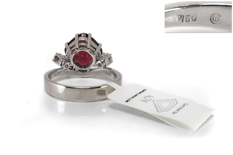 Ring Rhodolit Brillanten 750 Weißgold IGI Gutachten [BRORS 17796]