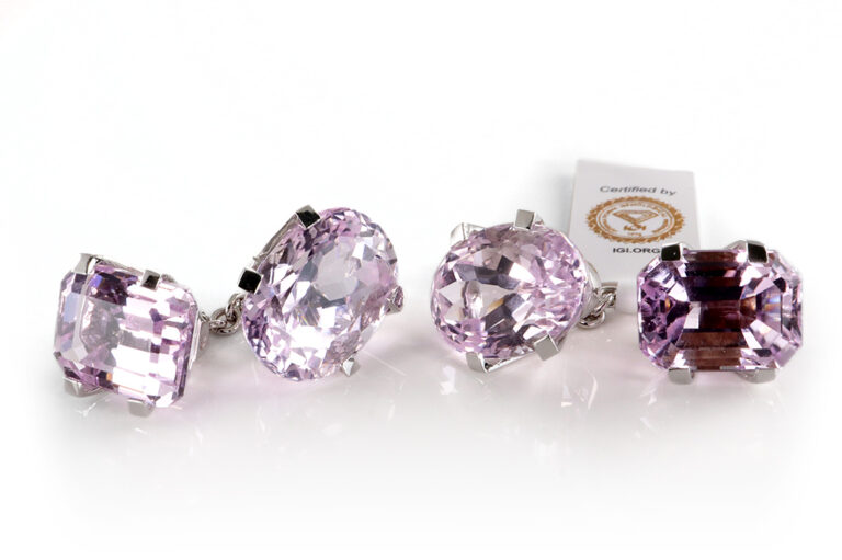 Manschettenknöpfe 4 Rubellit ca. 28,0 ct. 750 Weißgold IGI [BRORS 20192]