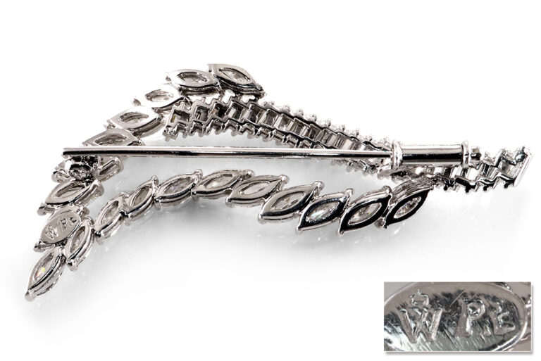 Brosche 41 Diamanten ca. 3,55 ct River-TW 950 Platin IGI Gutachten [BRORS 20237]