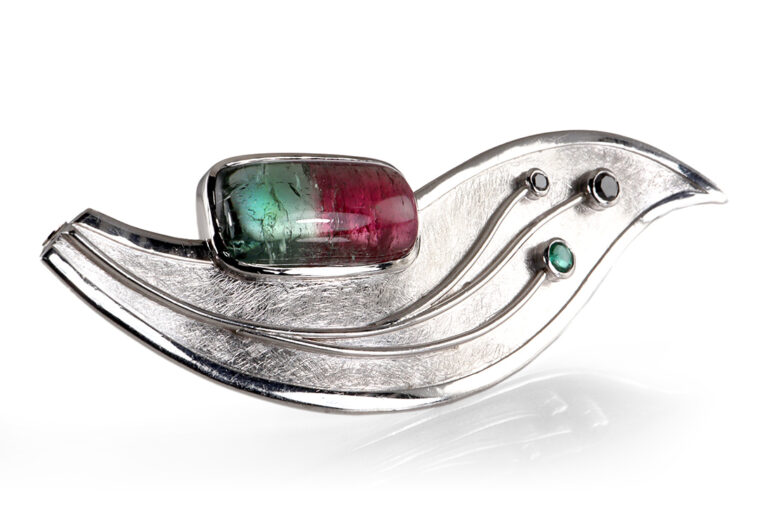 KATZLER Collier Liddicoatith Turmalin 17 Karat 750 Gold Handarbeit [BRORS 20244]