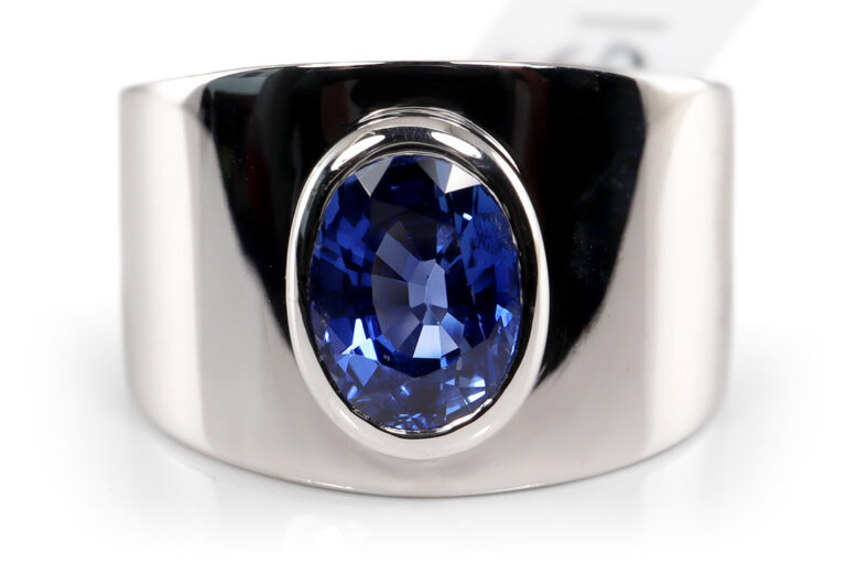 Ring ein Saphir 2,0 ct 585 Weißgold Gold IGI Gutachten Gr 60 [BRORS 20249]