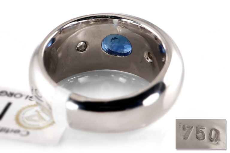 Ring Saphir 2,7 ct + 2 Brillanten 0,7 ct 750 Gold IGI Gr 59 [BRORS 20251]