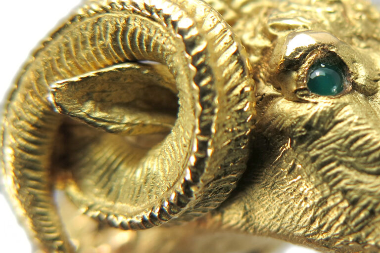 Antiker Brieföffner um 1900 Widder Aries Einzelstück 900 Gelbgold [BRORS 10613]