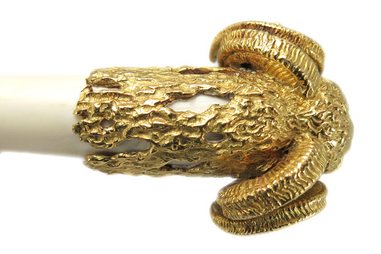 Antiker Brieföffner um 1900 Widder Aries Einzelstück 900 Gelbgold [BRORS 10613]