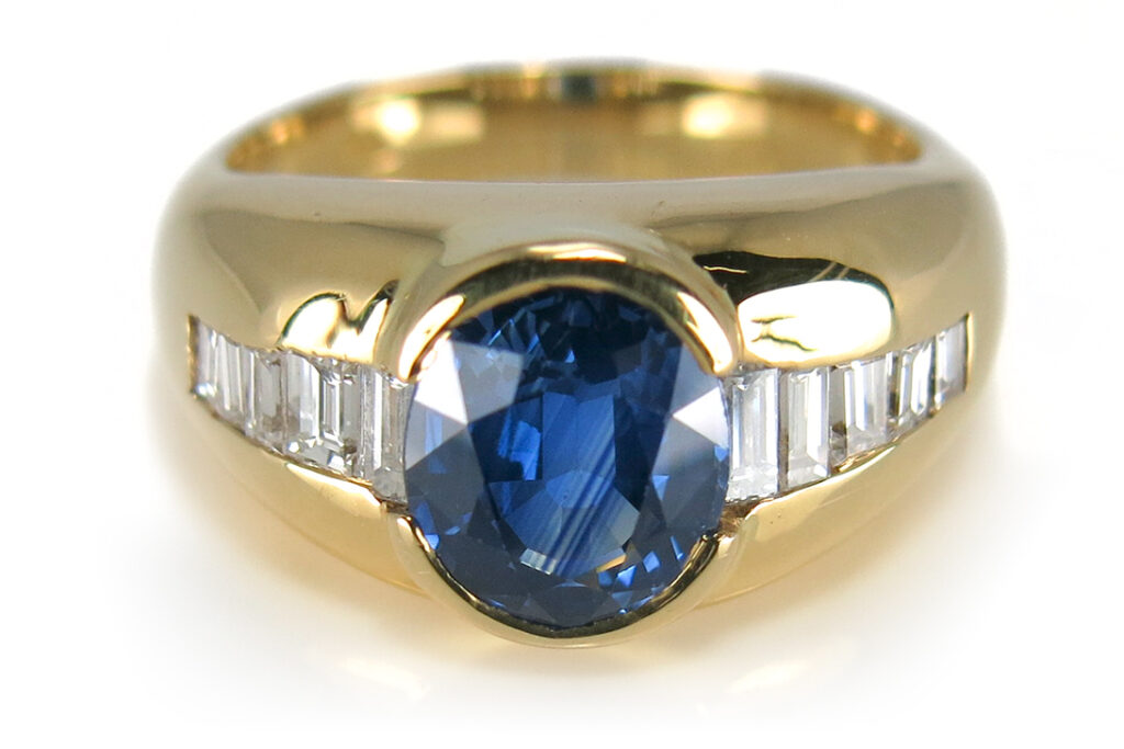 Ring Saphir 2,0 ct 10 Diamanten 0,5 ct 750 Gold Gelbgold IGI Gr 54 [BRORS 11498]