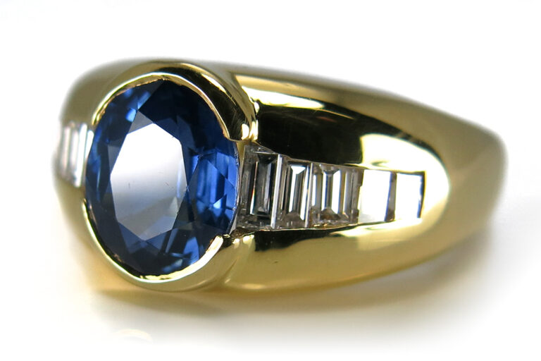 Ring Saphir 2,0 ct 10 Diamanten 0,5 ct 750 Gold Gelbgold IGI Gr 54 [BRORS 11498]