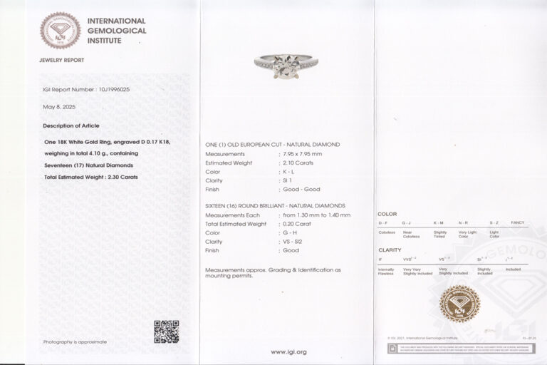 Brillantring ca. 2,1 ct K-L/Si2 + 16 Brillanten 750 Weißgold IGI [BRORS 11812]