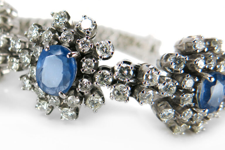 Armband 148 Brillanten 5,0 ct 3 Saphire unbehandelt 3,7ct 750 IGI [BRORS 12820]