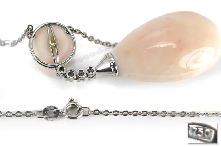 Collier Engelshaut Korallen Diamanten 750 Weißgold [BRORS 15877]
