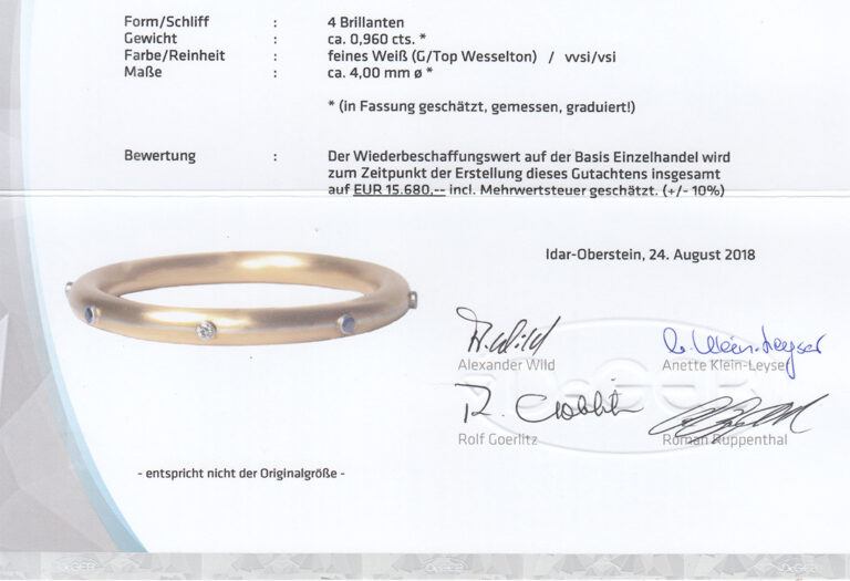 Armreif Brillanten G/VVSI Saphir 750 Gelbgold Platin ca. 86,8 g [BRORS 16195]