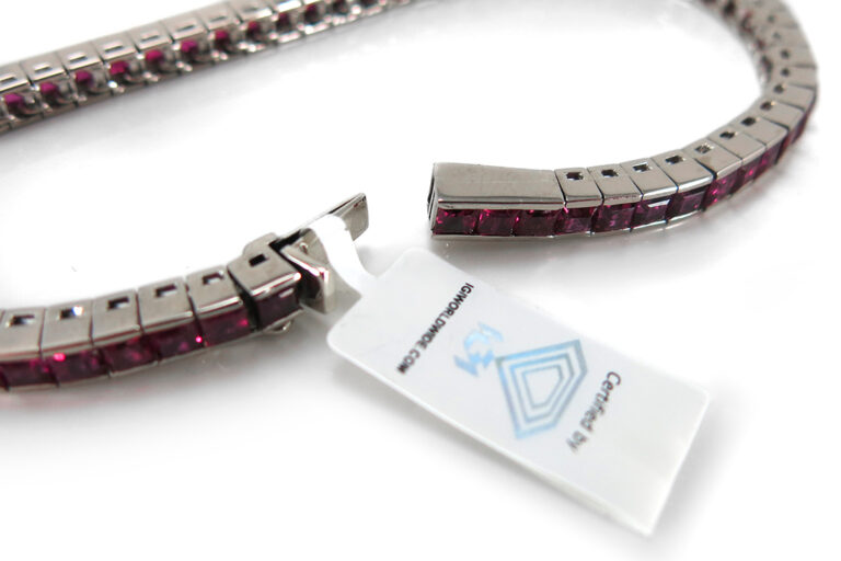 Damen Tennisarmband 61 Rubine unbehandelt ca. 12,0 ct 750 Weißgold [BRORS 17185]