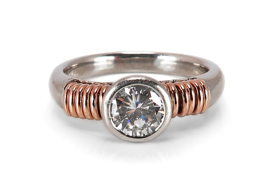 Hofacker Ring Brillant ca 0,70ct G/si 950 Platin 750 Roségold [BRORS 17583]