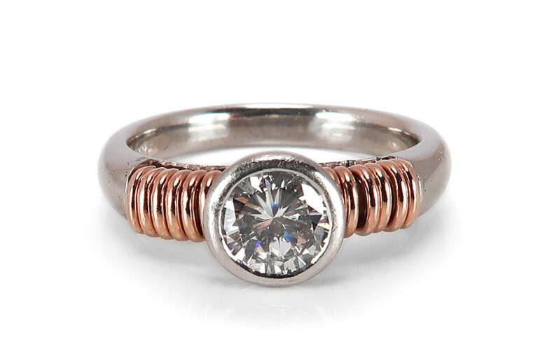 Hofacker Ring Brillant ca 0,70ct G/si 950 Platin 750 Roségold [BRORS 17583]