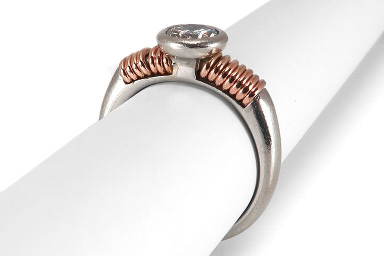 Hofacker Ring Brillant ca 0,70ct G/si 950 Platin 750 Roségold [BRORS 17583]