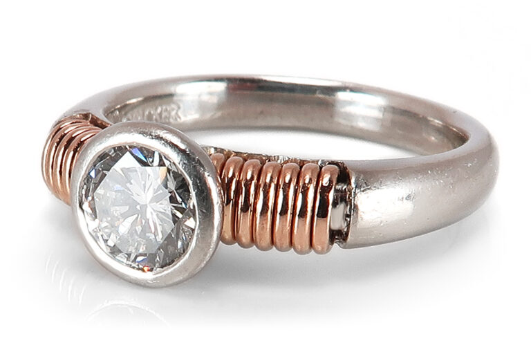 Hofacker Ring Brillant ca 0,70ct G/si 950 Platin 750 Roségold [BRORS 17583]
