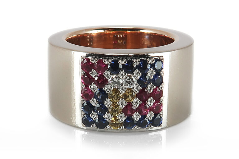 Hofacker Cadeaux Ring Rubin Saphir Brillanten G/VS [BRORS 17590]