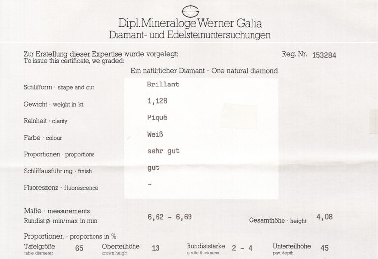 Ring Brillant 1,12 ct + 8 Brillanten insg 0,16 ct Galia Gutachten [BRORS 18051]