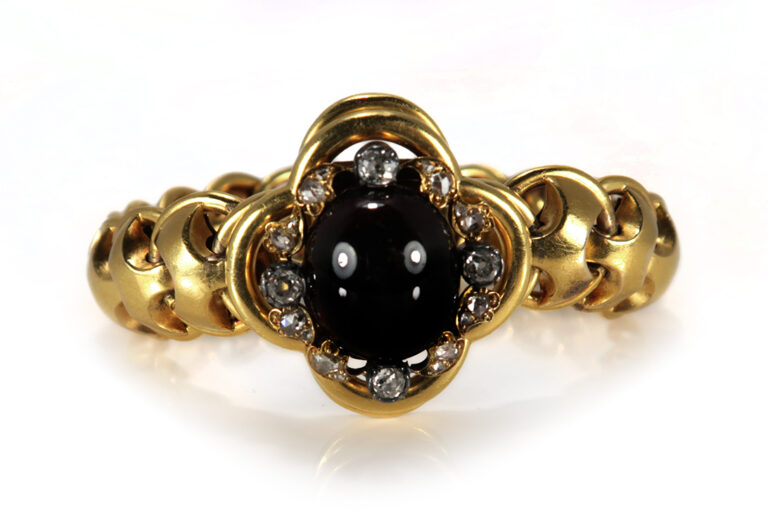 Antikes Armband / Brosche ca 1880 mit Almandin Granat + Diamanten [BRORS 18353]
