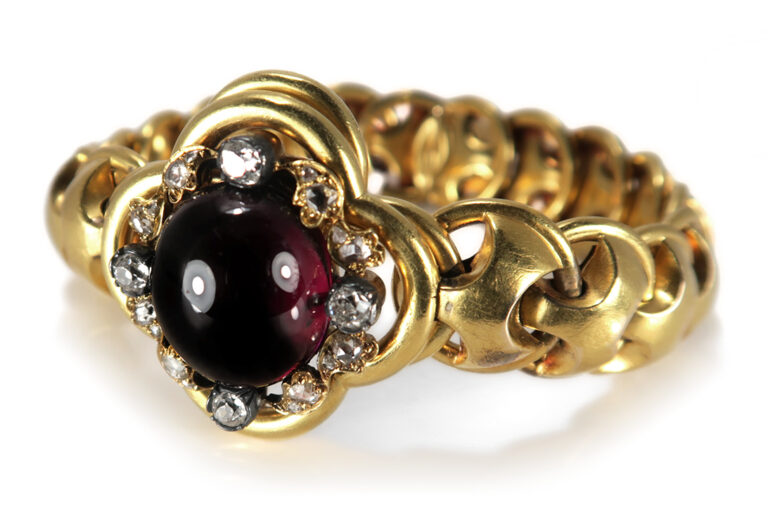 Antikes Armband / Brosche ca 1880 mit Almandin Granat + Diamanten [BRORS 18353]