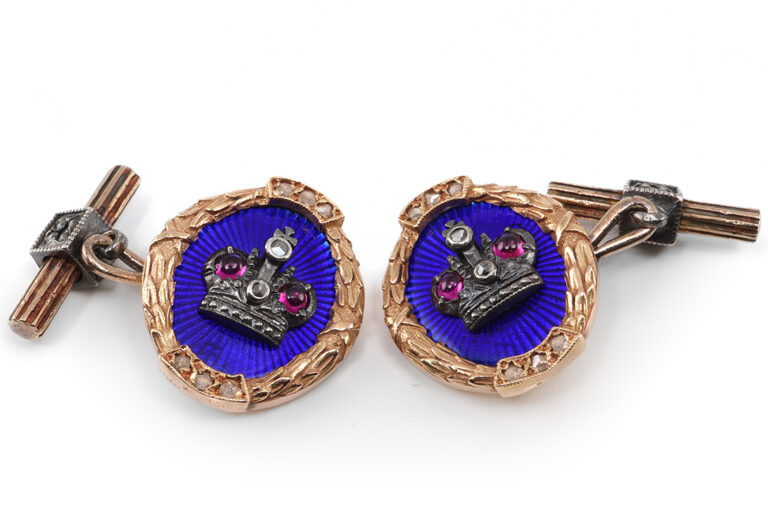Antike FABERGÉ Manschettenknöpfe MIKHAIL PERKHIN ca. 1895 [BRORS 18892]