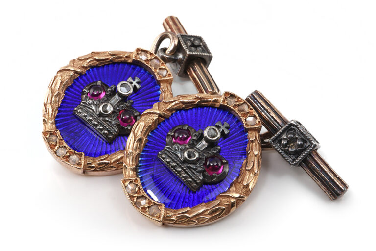Antike FABERGÉ Manschettenknöpfe MIKHAIL PERKHIN ca. 1895 [BRORS 18892]