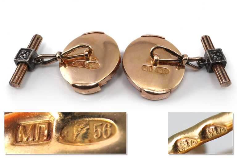 Antike FABERGÉ Manschettenknöpfe MIKHAIL PERKHIN ca. 1895 [BRORS 18892]