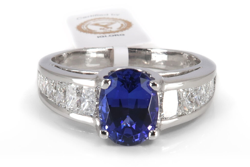 Designer Kobi Ring Tansanit 1,70ct + Diamanten G/vvs Platin [BRORS 18898]