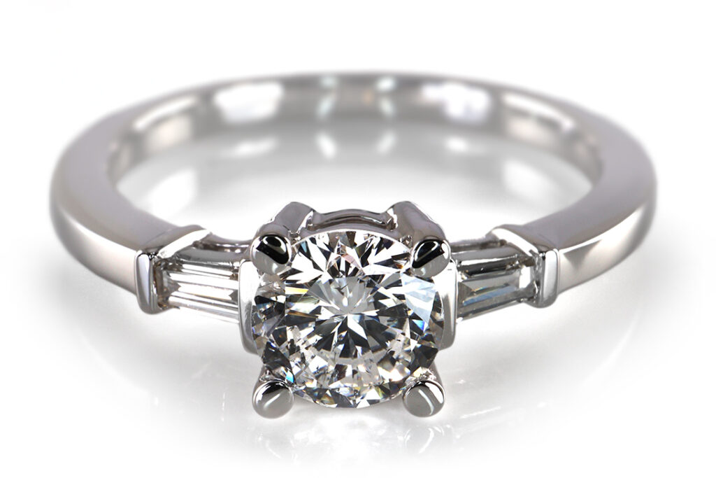 Ring 1 Brillant 0,60 ct RIVER + 2 Diamanten 0,1 ct 750 Weißgold [BRORS 19233]