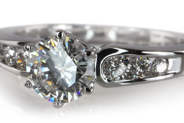 Ring 1 Brillant 0,4 ct River/P1 + 6 Diamanten 0,15 ct 750 Weißgold [BRORS 19238]