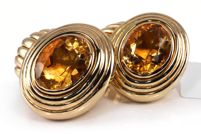 Große Ohrstecker mit schönen Citrinen ca. 10,00 ct. 750 Gelbgold [BRORS 19251]