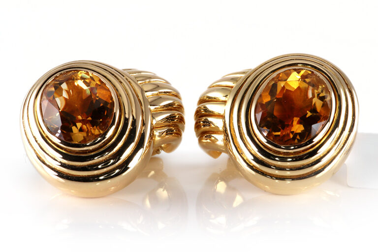 Große Ohrstecker mit schönen Citrinen ca. 10,00 ct. 750 Gelbgold [BRORS 19251]