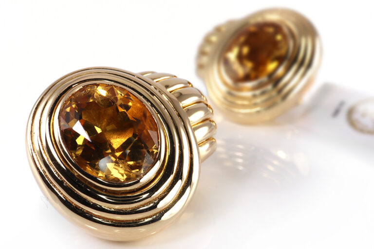 Große Ohrstecker mit schönen Citrinen ca. 10,00 ct. 750 Gelbgold [BRORS 19251]