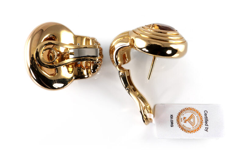 Große Ohrstecker mit schönen Citrinen ca. 10,00 ct. 750 Gelbgold [BRORS 19251]