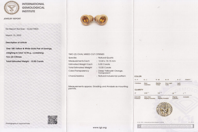 Große Ohrstecker mit schönen Citrinen ca. 10,00 ct. 750 Gelbgold [BRORS 19251]