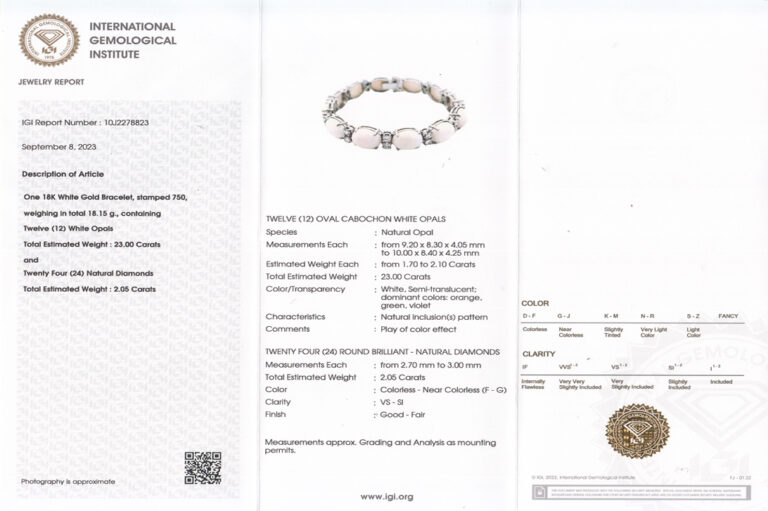 Armband hochwertige weiße Opale + 24 Brillanten 2 ct TW/VS-SI [BRORS 19305]