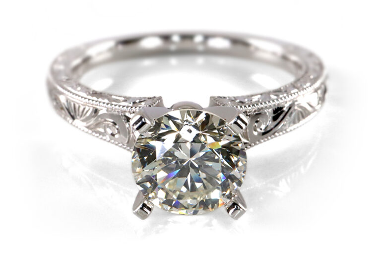 Verlobungsring Ring Brillant 1,13 ct. L/VS2 585 Weißgold Gr 52 [BRORS 19333]