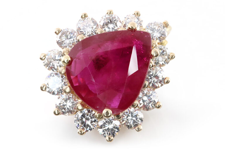 Perlen Clip Anhänger Rubin Tropfen 1,7 ct + 14 Diamanten 0,7 ct [BRORS 19542]